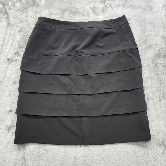 Larry Levine Skirt Womens 10 Black Tiered Pencil Side Zip Stretch Preppy Office - Picture 2 of 8